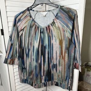 Christopher & Banks Women's Top Size Large Abstract Print‎ 3/4 Sleeve Pullover